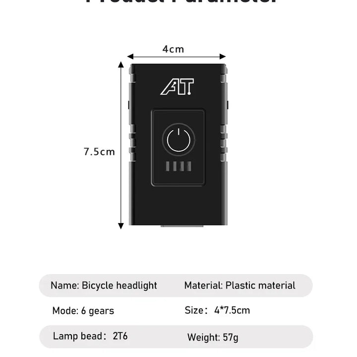 Type-C Rechargeable LED Bicycle Front Light