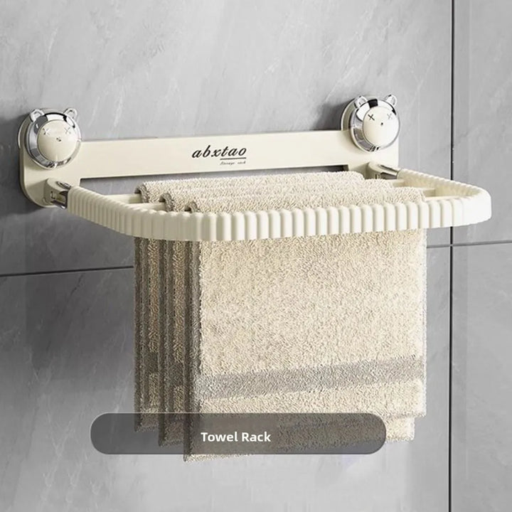 Wall Mounted Suction Cup Foldable Clothes Hanging Rack