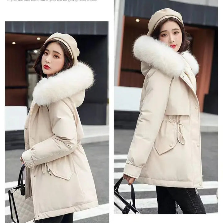 Women's hooded parkas autumn winter