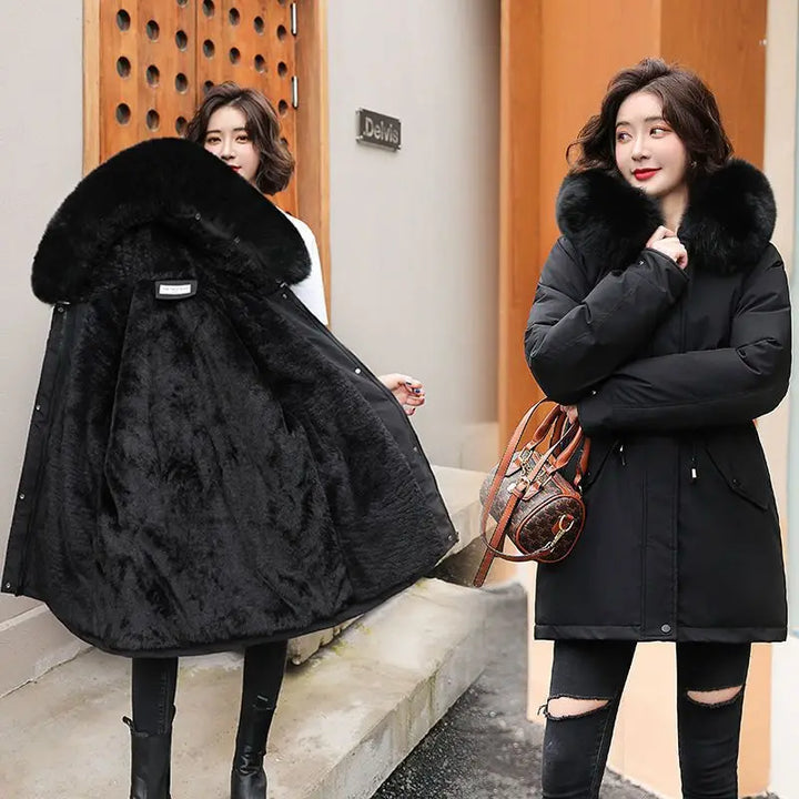 Women's hooded parkas autumn winter
