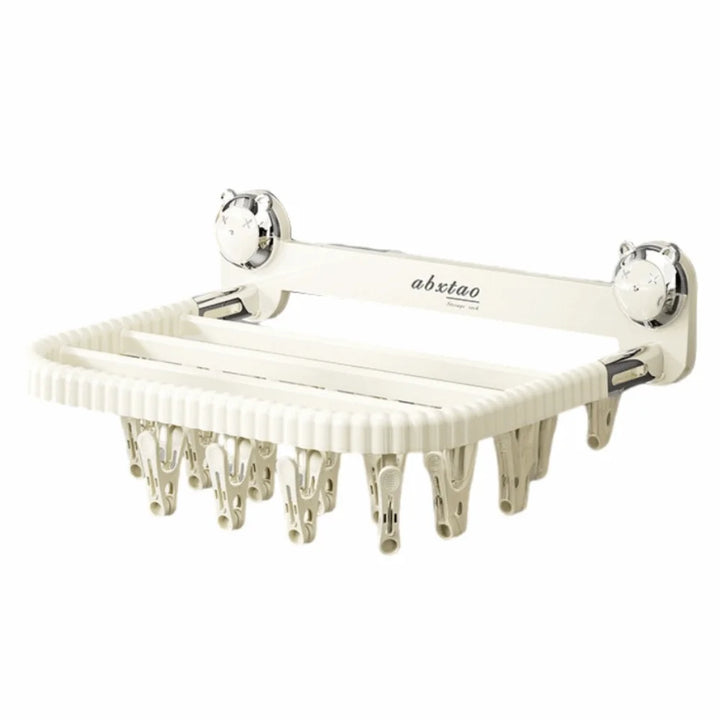 Wall Mounted Suction Cup Foldable Clothes Hanging Rack