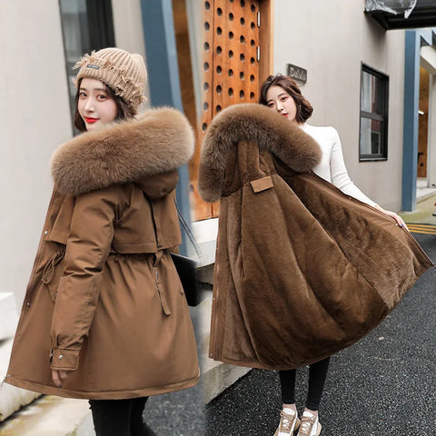 Women's hooded parkas autumn winter