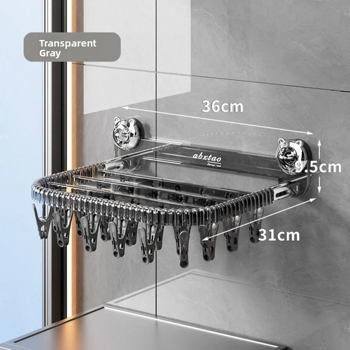 Wall Mounted Suction Cup Foldable Clothes Hanging Rack