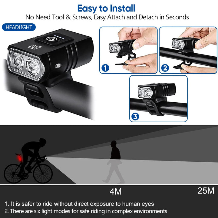 Type-C Rechargeable LED Bicycle Front Light