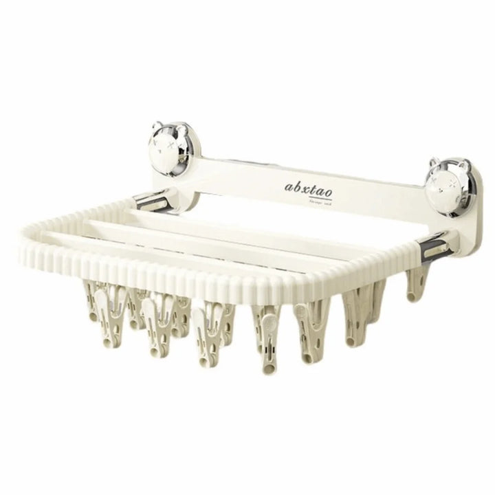 Wall Mounted Suction Cup Foldable Clothes Hanging Rack